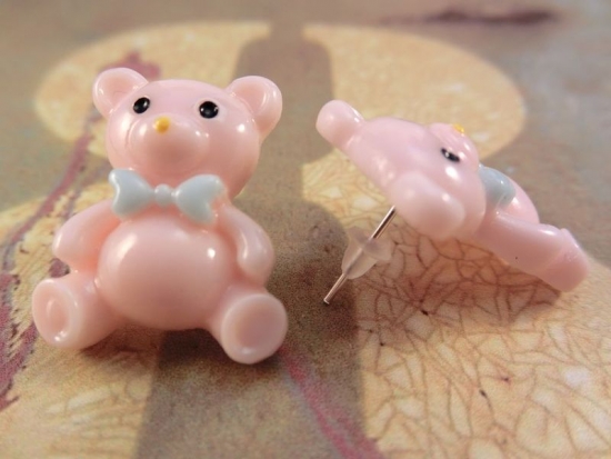 Preview: Teddy Bär Ohrstecker Bärchen rosa blau